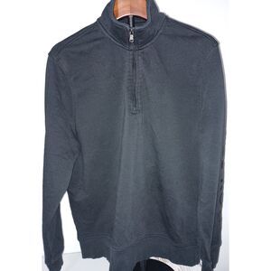 MICHAEL KORS:  Black 1/4" Zip Pullover, Men Size L